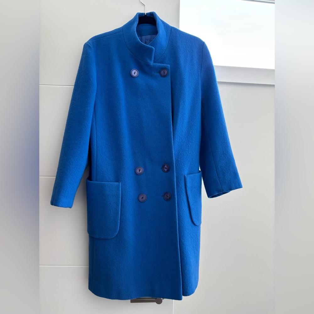 Vintage Royal Blue Double-Breasted Pea Coat